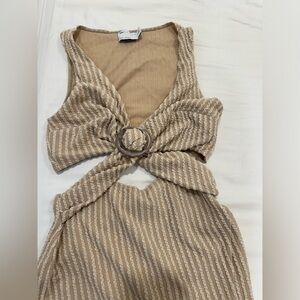 Tan Dress with slit on one side